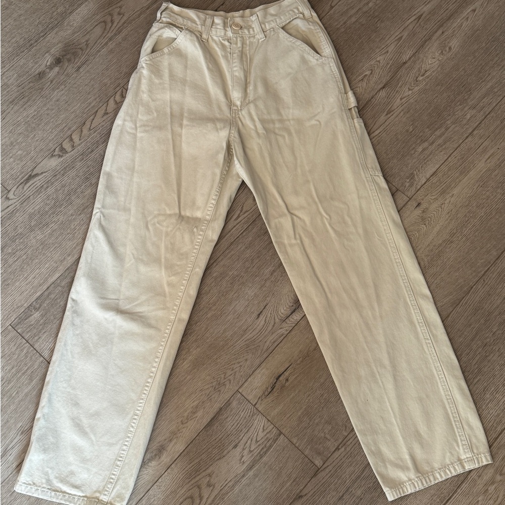 Brandy Melville Beige Wide-Leg Cargo Pants